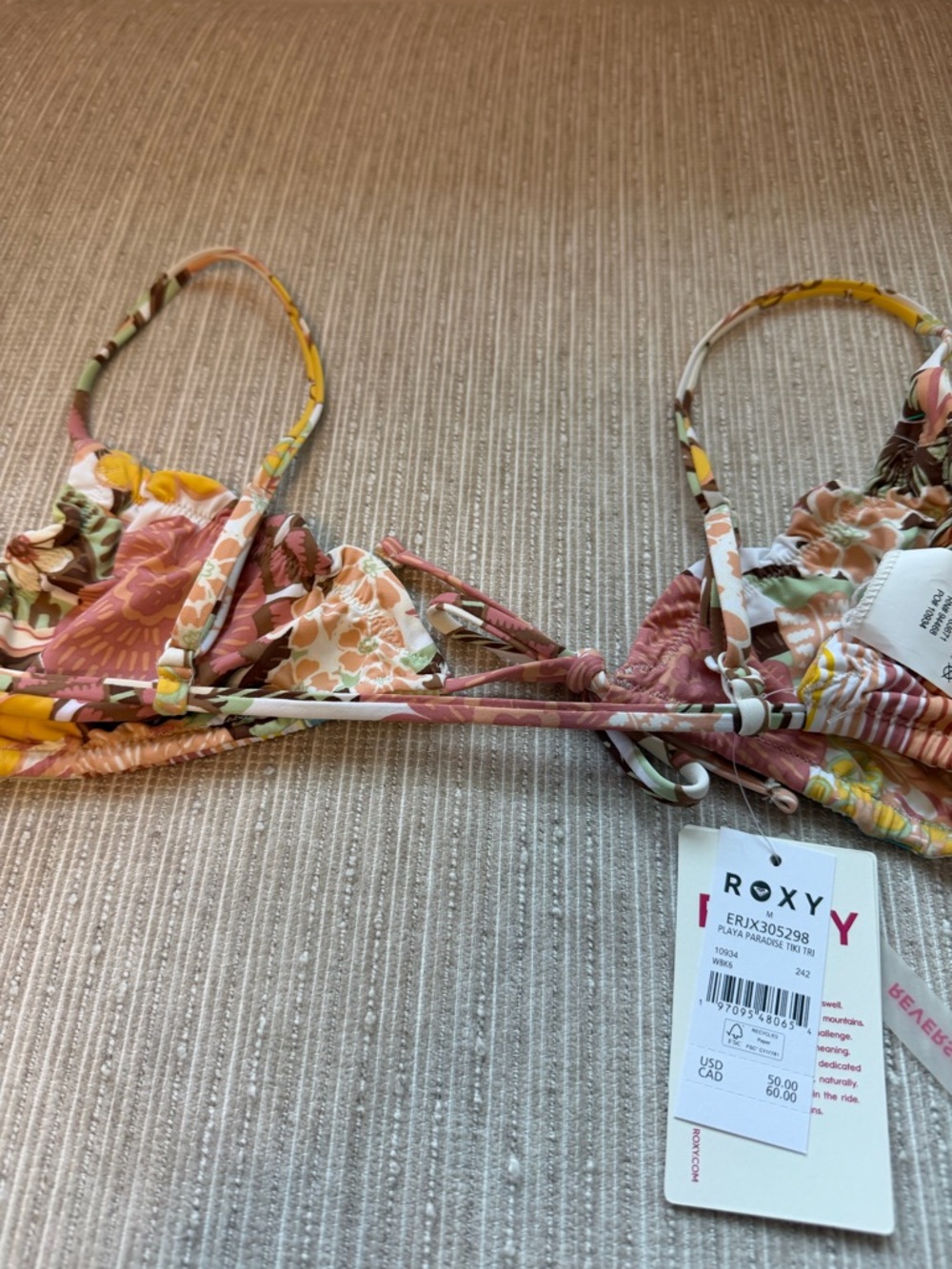 NWT Roxy Reversible Playa Paradise Triangle Bikini Set - Picture 8 of 16